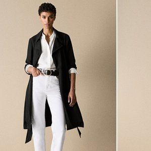Navy Draped Trench Coat